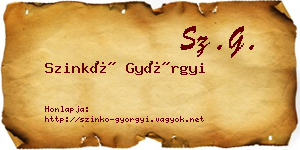 Szinkó Györgyi névjegykártya